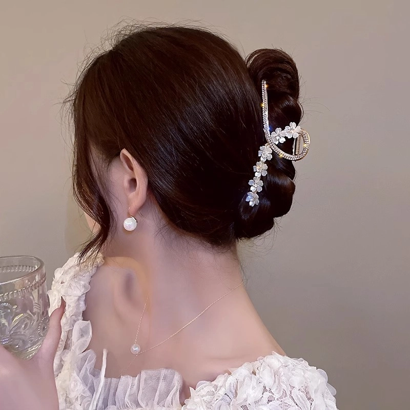 水中玉 花朵抓夹鲨鱼夹金属大号后脑勺夹子 发夹 女款