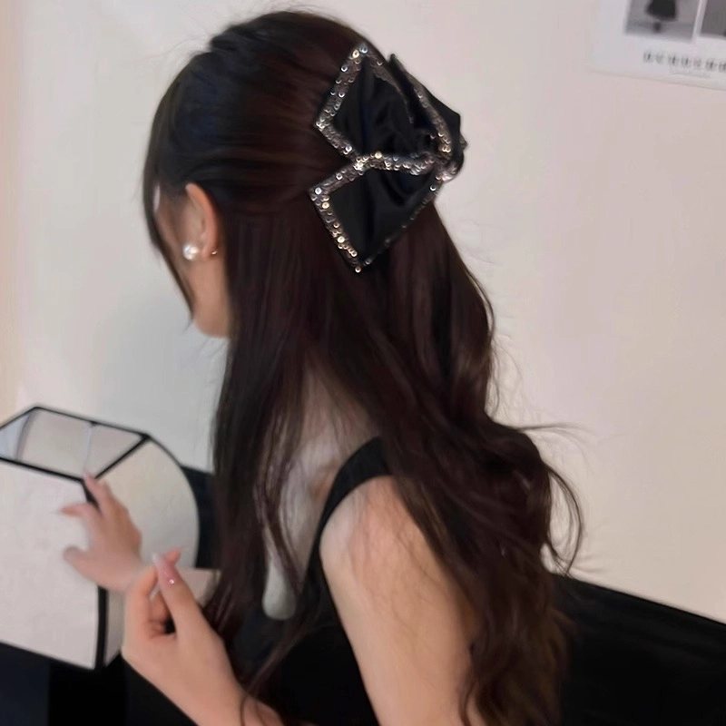水中玉 简约气质半扎发发卡慵懒风发抓夹子后脑勺抓夹头饰 布艺 发夹 女款