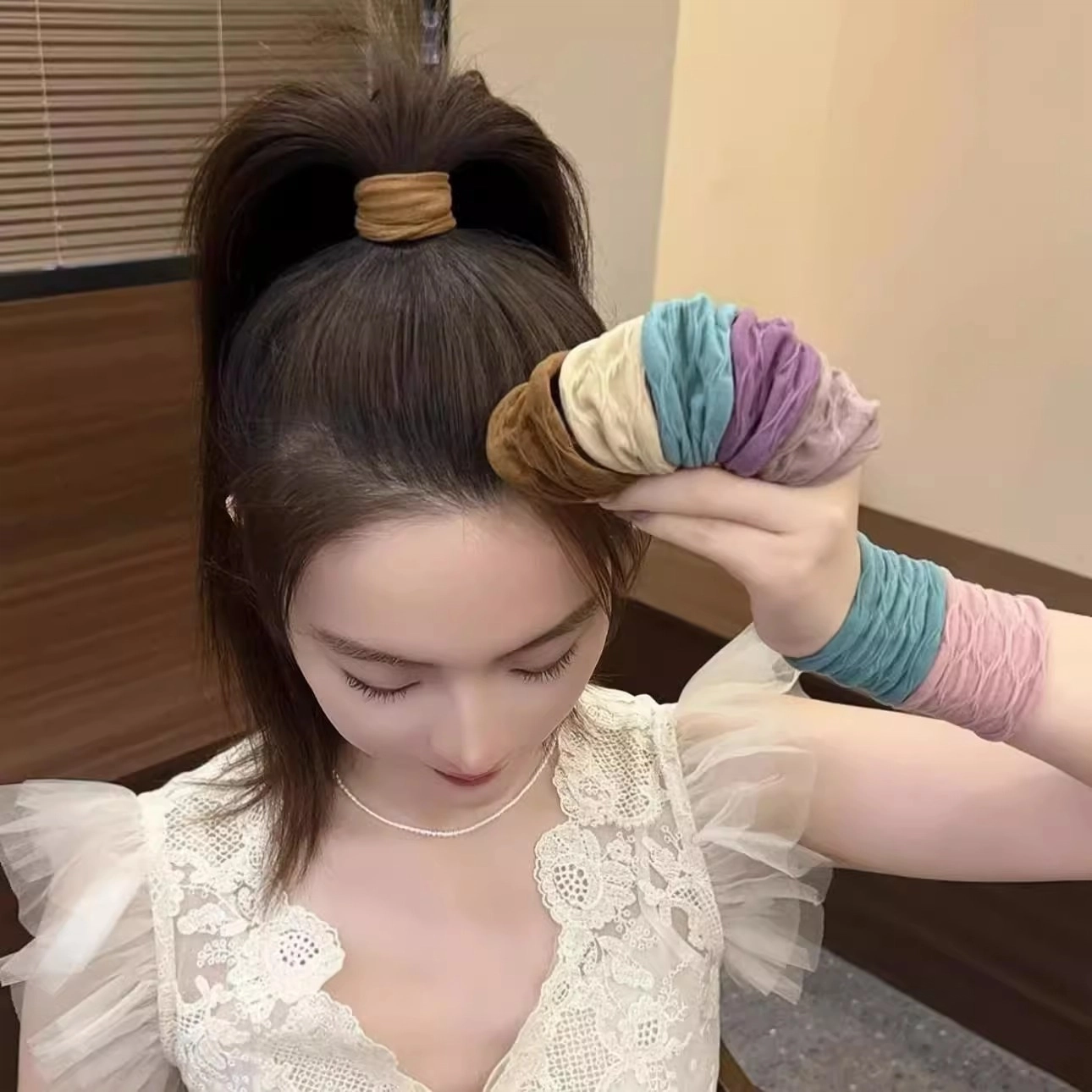 水中玉 无缝超宽面膜肌发圈高弹力扎头发橡皮筋高马尾头圈发绳 布艺 头绳 女款