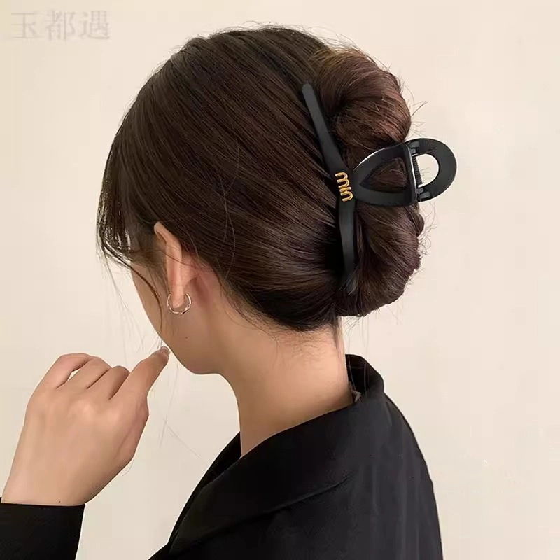 水中玉 黑色抓夹女大号后脑勺鲨鱼夹盘发发抓高级感气质发卡 发夹 女款