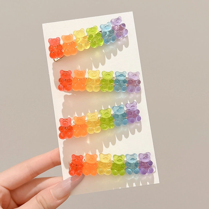 水中玉 小熊软糖侧边发卡刘海一字夹头饰可爱甜美风夹子发饰 合金 发夹 女款
