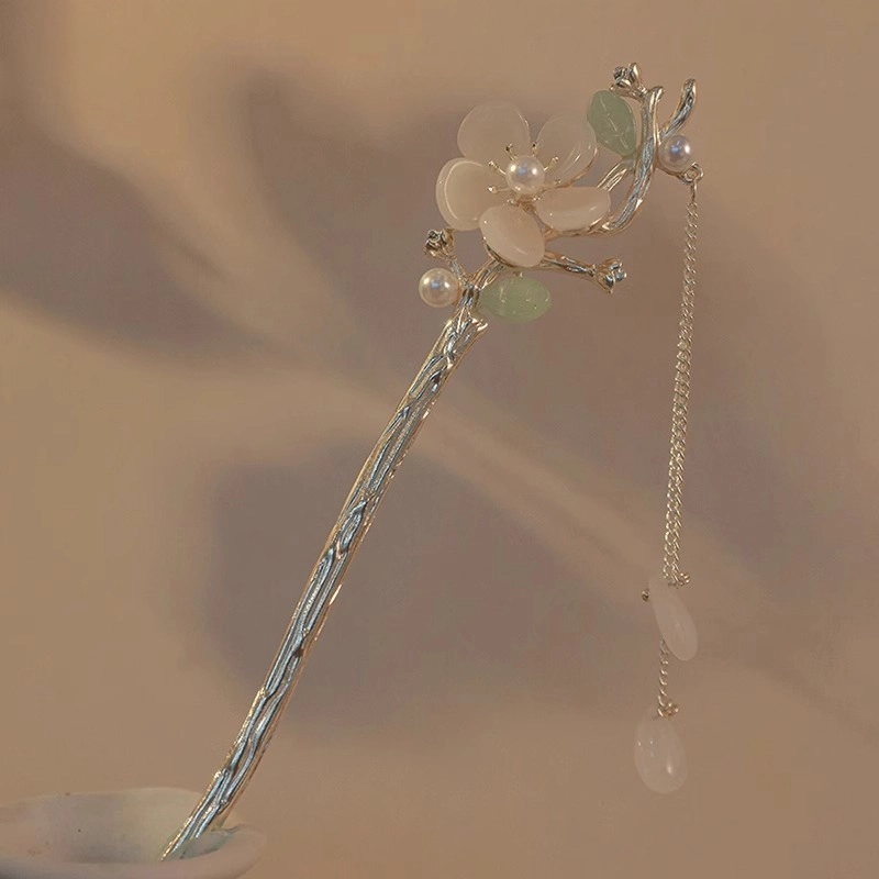 水中玉 铃兰花高级感发钗新中式古风花朵盘汉服马面裙 发簪 女款
