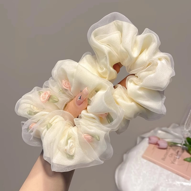 水中玉 清新花朵大肠发圈发绳女扎马尾仙气发饰气质皮筋 头绳 女款