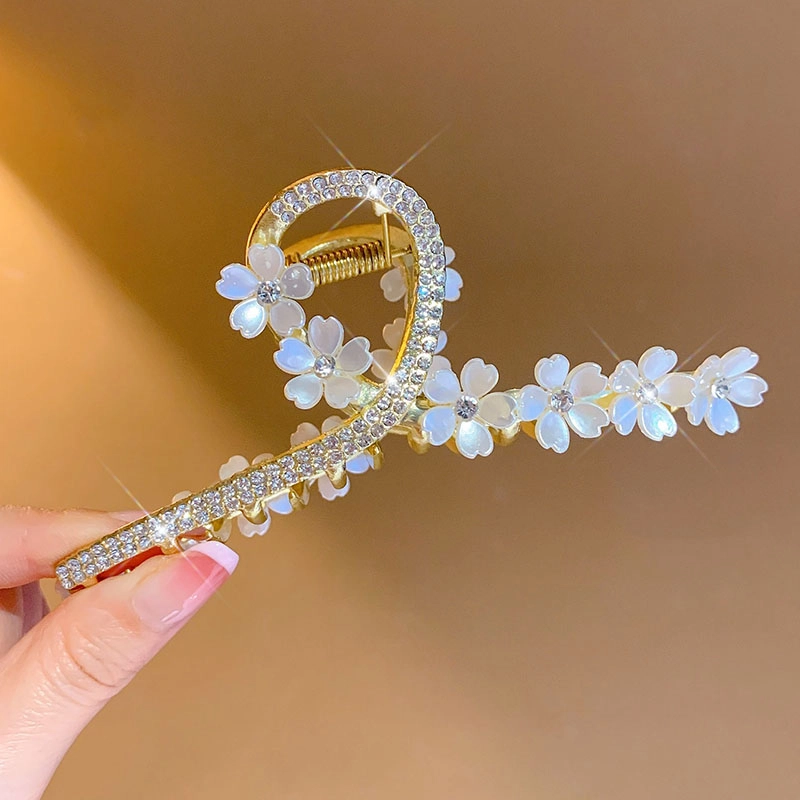 水中玉 花朵抓夹鲨鱼夹金属大号后脑勺夹子 发夹 女款