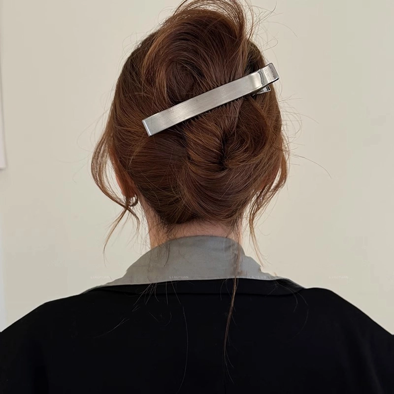 水中玉 韩系简约发卡高级感盘发鸭嘴夹子头饰大号一字夹 合金 发夹 女款