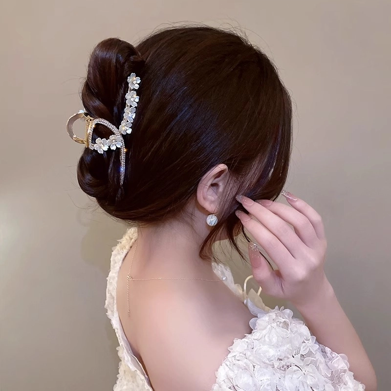 水中玉 花朵抓夹鲨鱼夹金属大号后脑勺夹子 发夹 女款