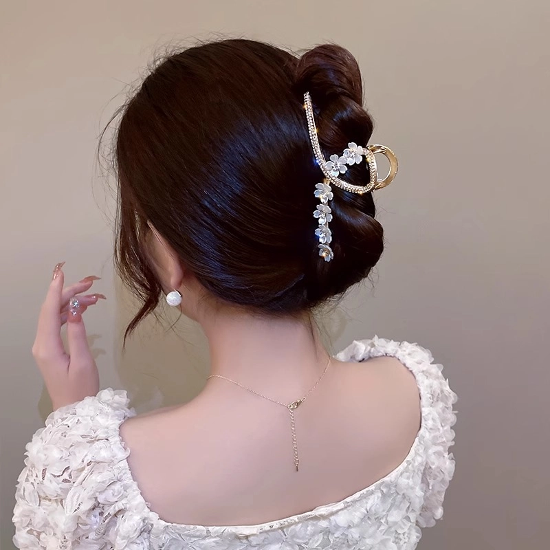 水中玉 花朵抓夹鲨鱼夹金属大号后脑勺夹子 发夹 女款