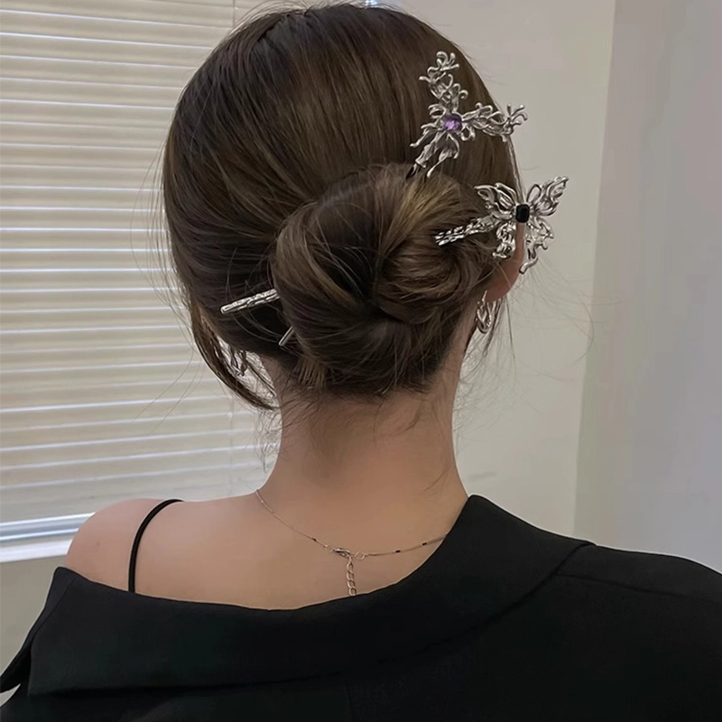 水中玉 高级感蝴蝶 现代金属盘发古风搭配汉服 发簪 女款