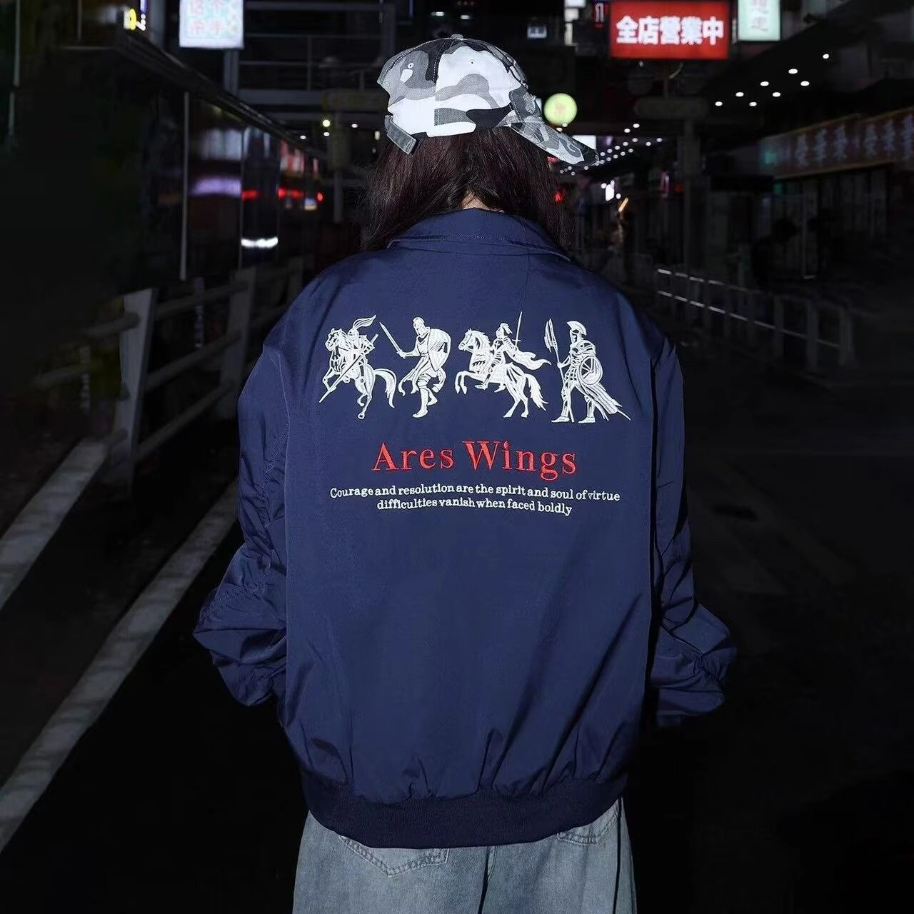 悍戈 美式潮流百搭原宿风复古印花飞行棒球外套夹克 男款