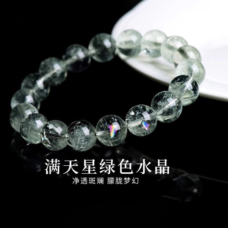 凤祥囍事 老凤祥 绿啊塞圆珠  复古小众新中式 清冷高级设计极简百搭显气质优雅贵气感 #好运 绿发晶 手串 男女同款情侣款