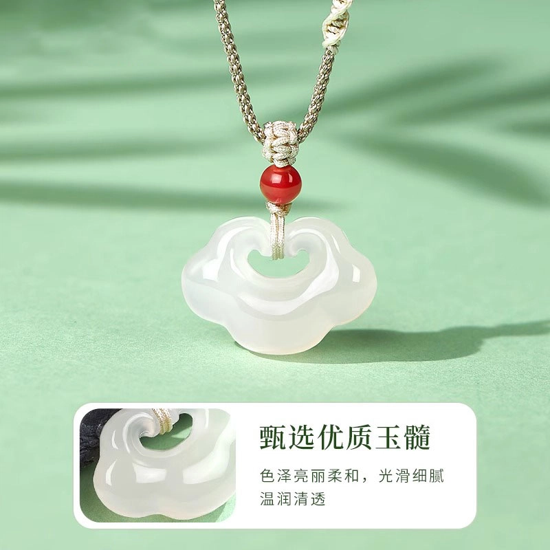 凤祥囍事 老凤祥 如意平安锁 招财纳福 转运上岸 时尚小众新中式 清冷高级设计极简百搭显气质优雅 #好运 玉髓 项链 男女同款情侣款