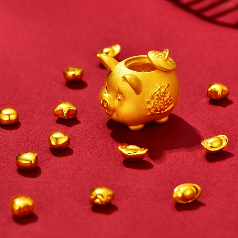 中国珠宝 黄金金元宝 储值存钱攒金收藏 保值金 豆金珠金条 攒钱国风新中式设计感创意 足金 投资类 金豆 男女同款情侣款