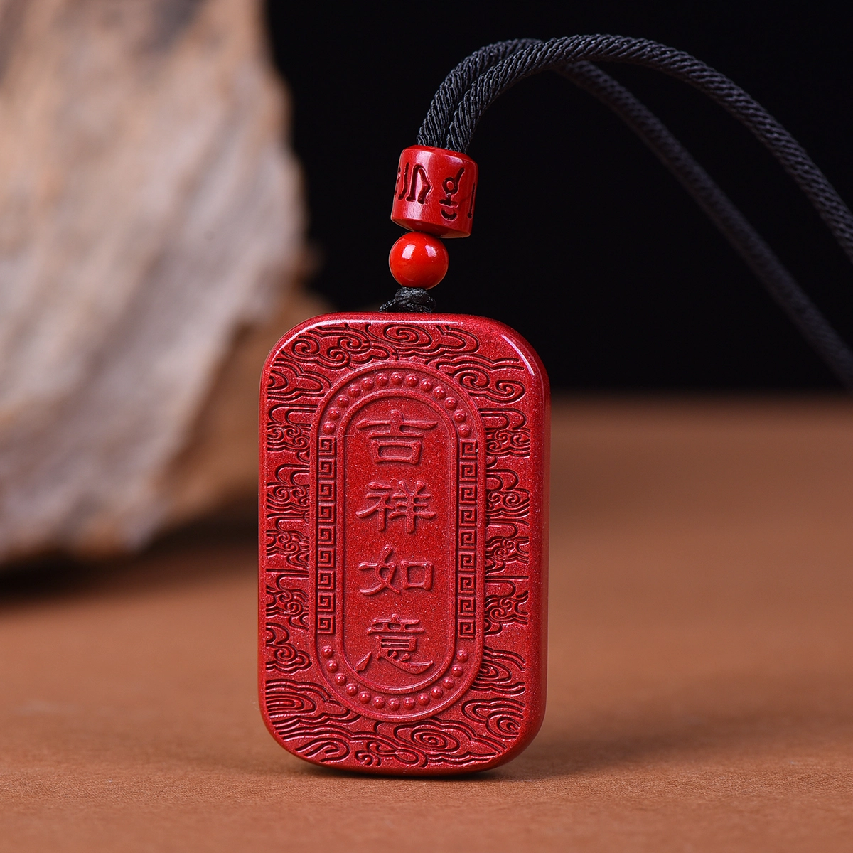 石在行 高含量复古紫金砂平安转运纳福 国潮新中式五福临门 吉祥如意 朱砂 玉石项链 男女同款情侣款
