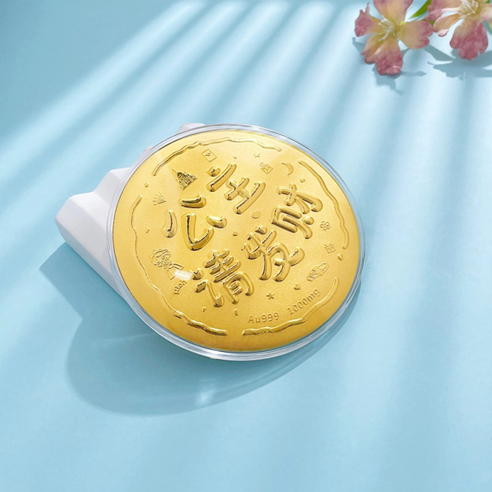 【520甜蜜示爱 金钞】 六桂福珠宝 生日快乐公主请发财大饼浪漫轻奢小众宝藏纪念收藏储蓄高级 金 挂件 男女同款情侣款
