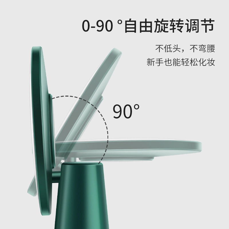 夕唐 轻奢小型发光带灯美妆梳妆台式化妆镜