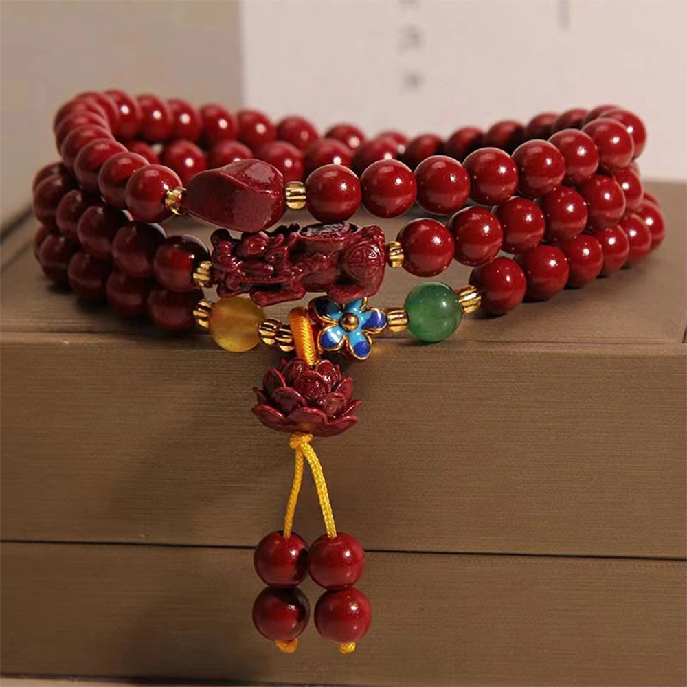 栖花漫语 念珠小众轻奢三圈紫金貔貅手链本命年#好运 朱砂 手串 男女同款情侣款