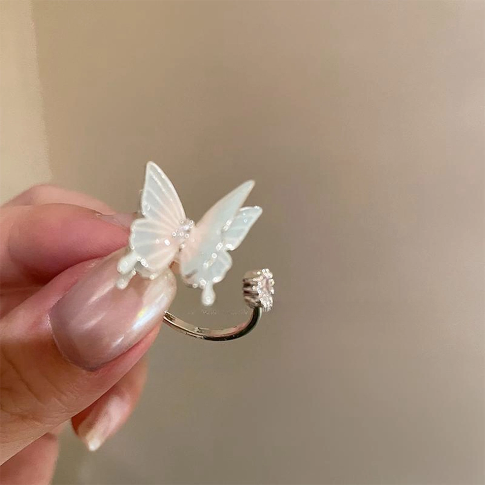 栖花漫语 超仙彩色蝴蝶小众设计轻奢高级感潮#好运 钛钢 戒指 女款