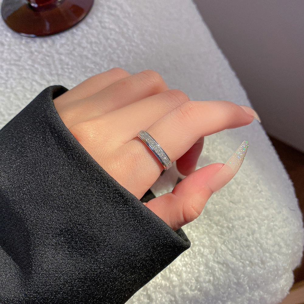 栖花漫语 简约时尚磨砂极简个性潮 钛钢 戒指 女款