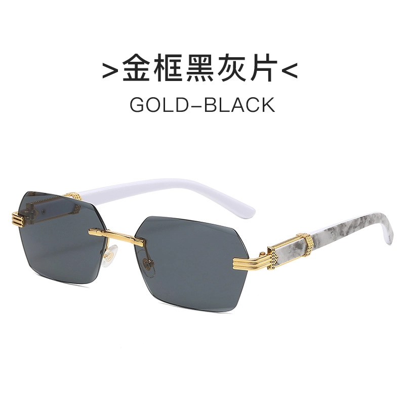 栖花漫语 切边时尚潮流渐变色海洋片 金属 方形 太阳眼镜 男女同款情侣款