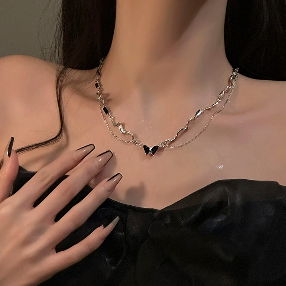 栖花漫语 蝴蝶锁骨链 高级设计轻奢小众#好运 合金 项链 男女同款情侣款