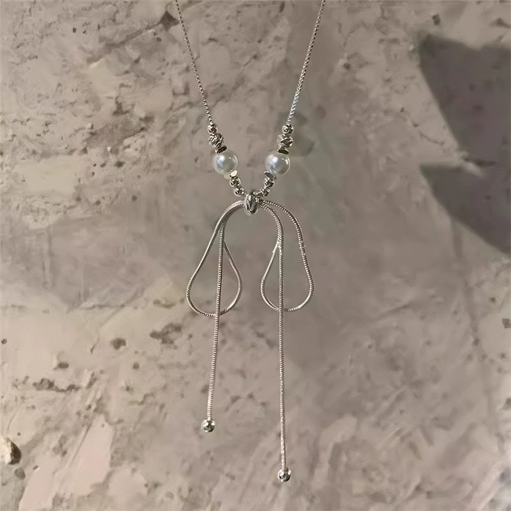 栖花漫语 超仙气蝴蝶结轻奢小众设计感#好运 合金 项链 男女同款情侣款
