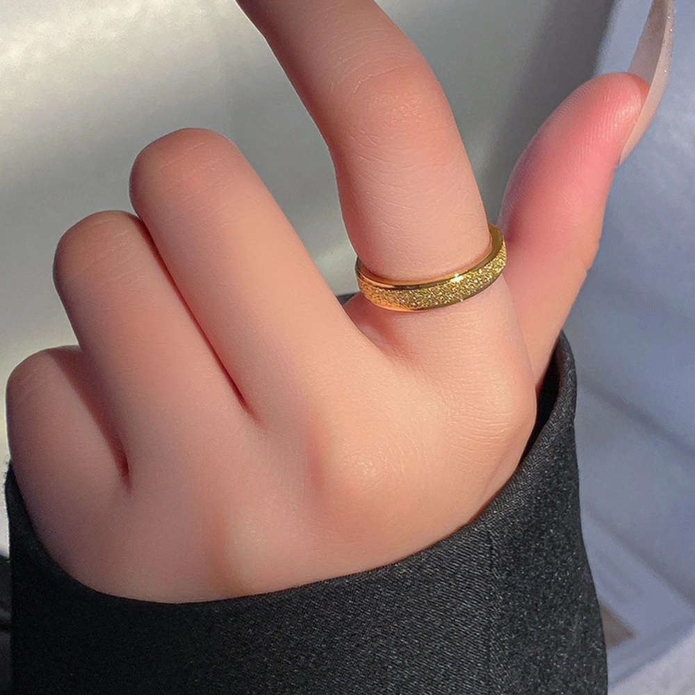 栖花漫语 简约时尚磨砂极简个性潮 钛钢 戒指 女款