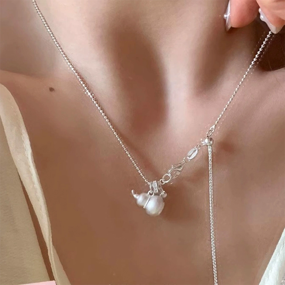 栖花漫语 葫芦抽拉汉服锁骨链小众设计#好运 合金 项链 女款