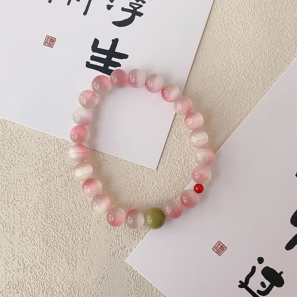 栖花漫语 新中式如意小众桃花好运 仿水晶 手串 男女同款情侣款