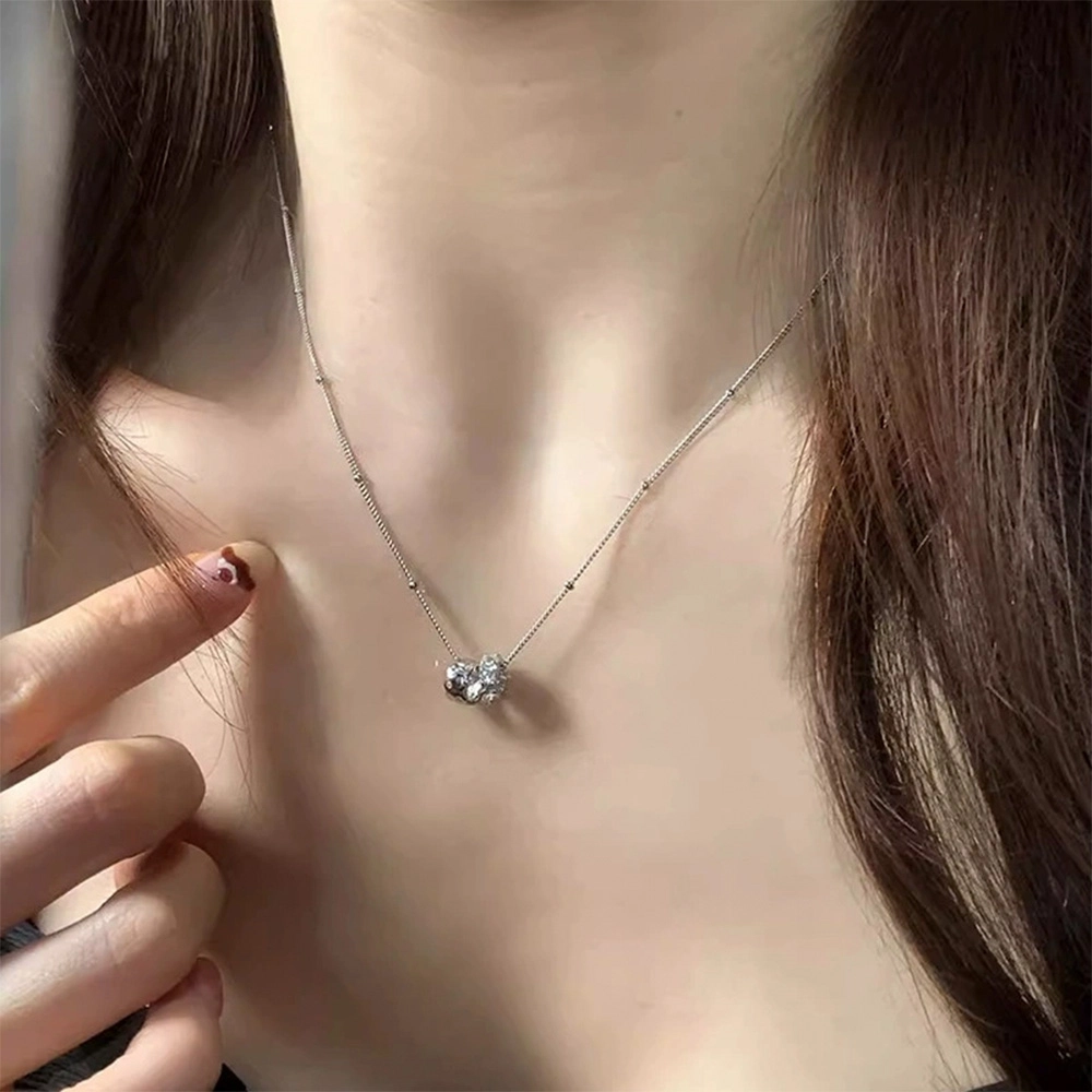 栖花漫语 韩版锆石双圈闪钻 合金 项链 女款