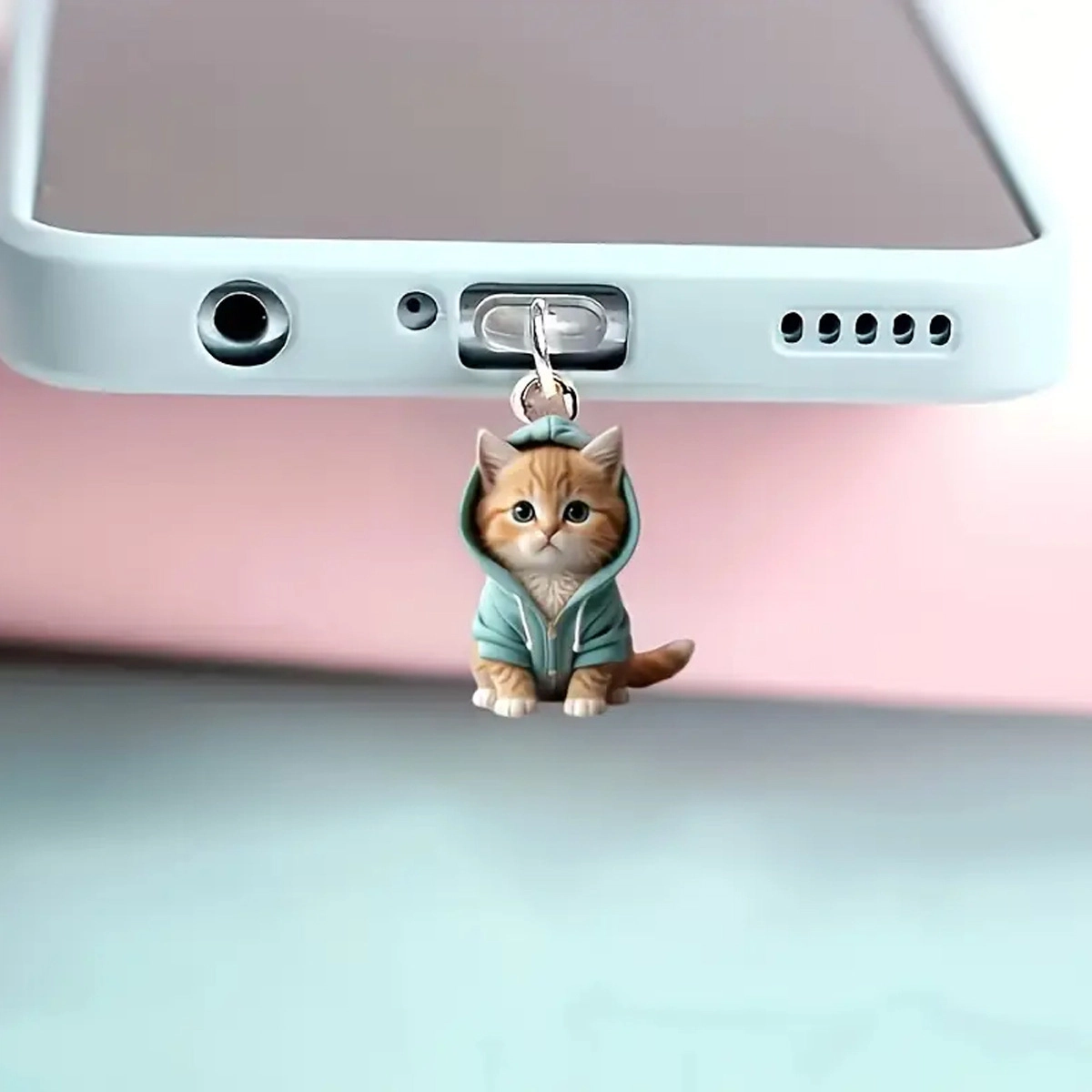 零界 蓝衣小猫 创意防尘塞 小书包可爱时尚潮流 亚克力  挂件  男女同款情侣款