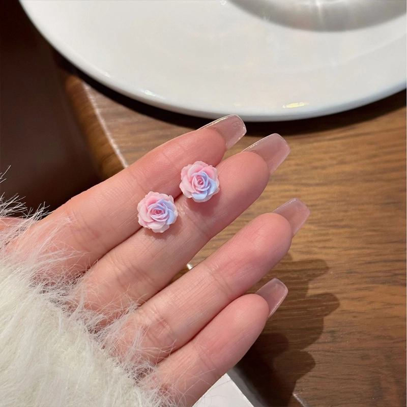 零界 甜美清新彩色花朵 小巧精致 不重样 防过敏 塑料 耳钉 男女同款情侣款