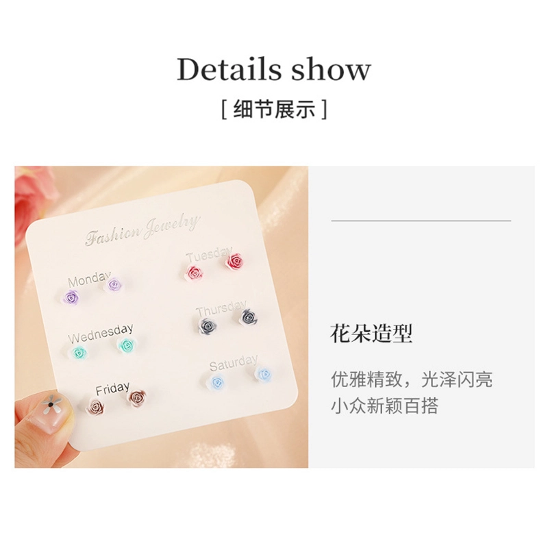 【花海拾美】 零界 甜美清新彩色花朵 小巧精致 不重样 防过敏养耳洞耳饰套装 塑料 耳钉 男女同款情侣款