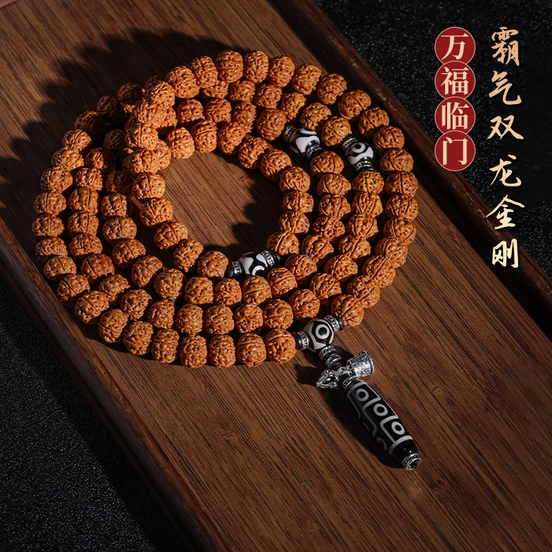万福临门特色文玩佛珠链 好运连连多圈叠戴招财念珠 藏式古风新国风潮玩多圈叠戴文玩佛珠链 金刚菩提 特色手串 男女同款情侣款