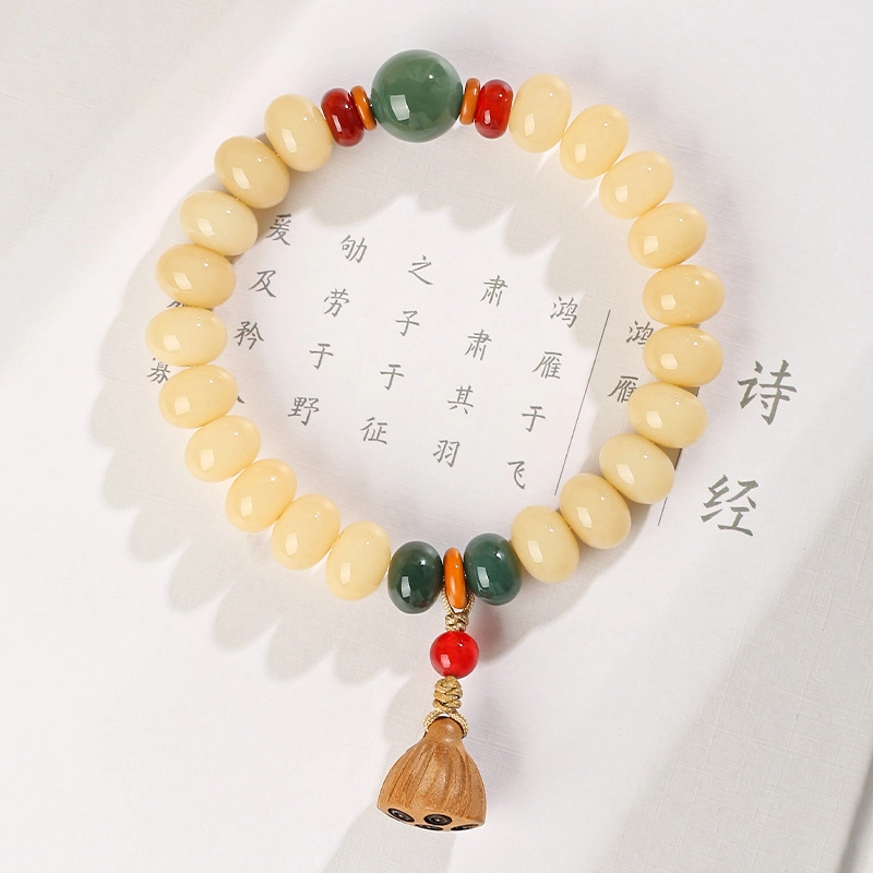 静范 好运莲莲 奶油考研上岸新中式本命年转运珠 招财纳福叠戴手饰 小众高级感复古国风 #好运 菩提根 手串 男女同款情侣款