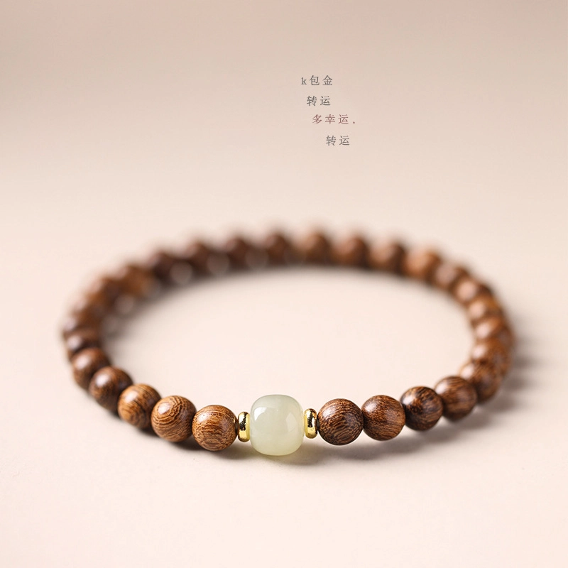 静范 森系国潮时尚小众 新中式复古设计高级感 时来好运日常百搭  #好运 檀木 手串 男女同款情侣款