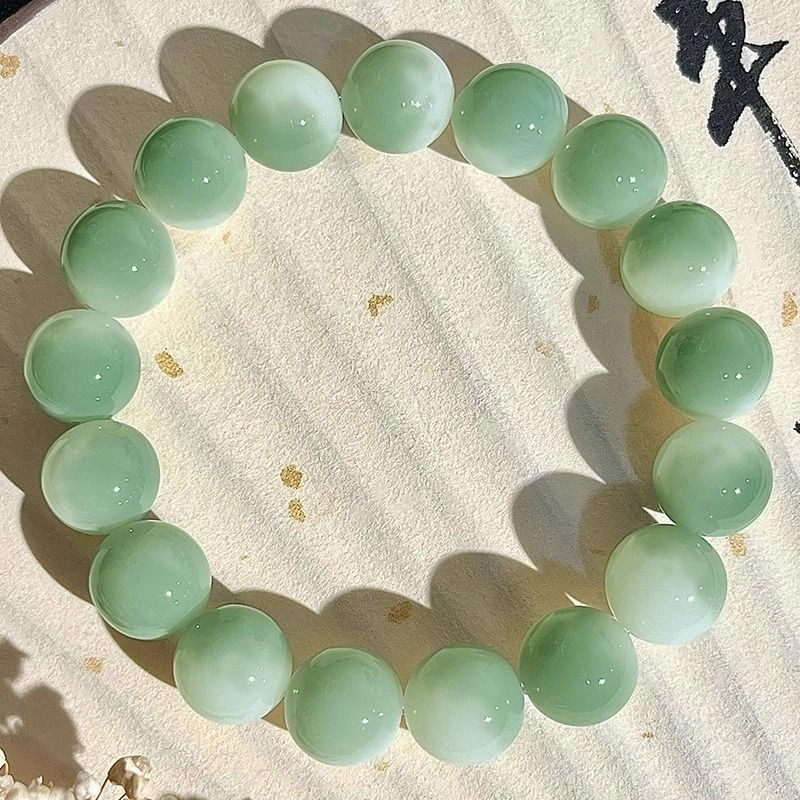 静范 民族风半山水飘花单圈圆珠佛珠文玩 青青子衿新中式国风招财绕指柔 日常文玩盘玩复古灵珠念珠 菩提根 手串 男女同款情侣款