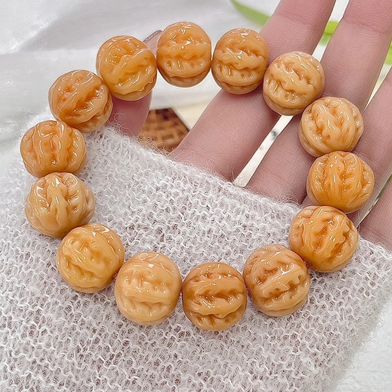 静范 精工雕刻京八棱 佛珠文玩盘玩 国风小众简约设计高级感 复古单圈绕指柔串珠 #好运 菩提根 手串 男女同款情侣款