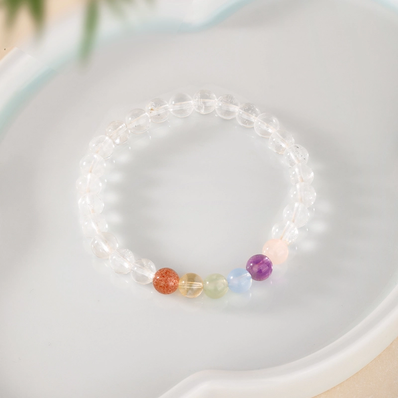 【高品质白晶】 金六福吉祥 中式时来运转财运享通 清新简约百搭森系满满 夏日清凉必备转运珠#好运天然 白水晶 手串 女款