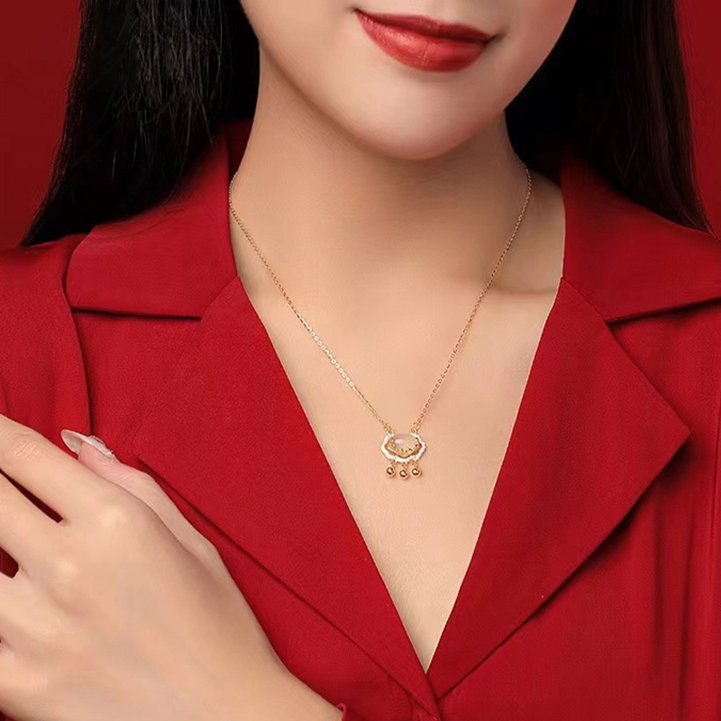 金六福吉祥 如意平安福锁 玉髓 项链 女款