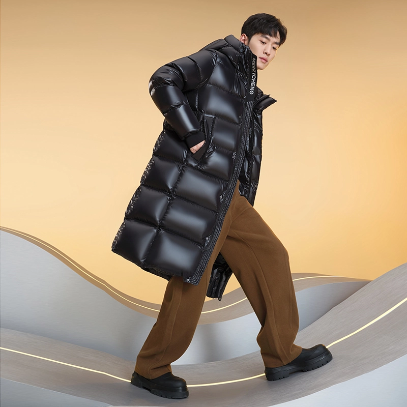 美力城 无缝无胆六格经典黄金比例防水耐磨时尚百搭羽绒服 男女同款 锰⽯⿊