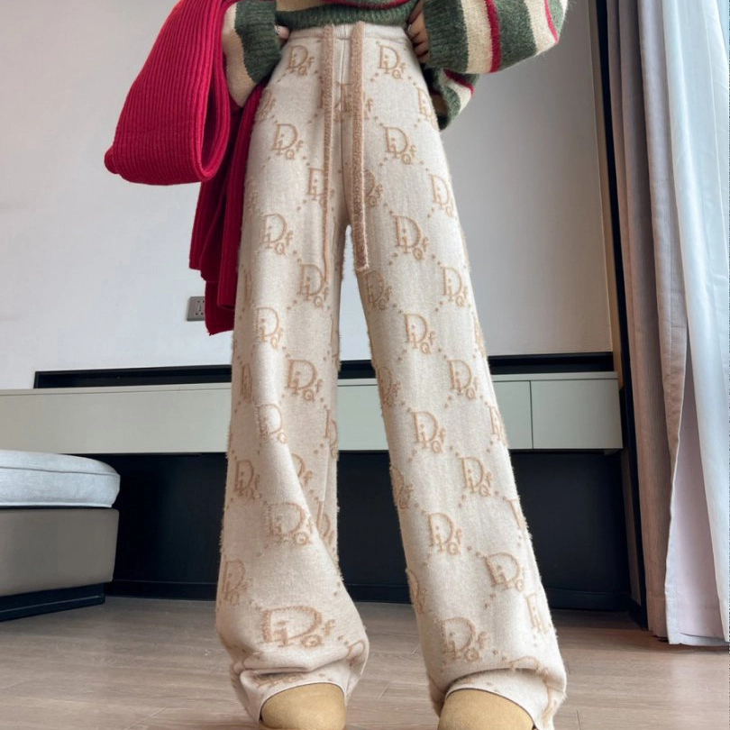 涂诗菲 韩版软糯宽松简约设计感舒适通勤慵懒风时尚气质提花针织休闲裤 女款
