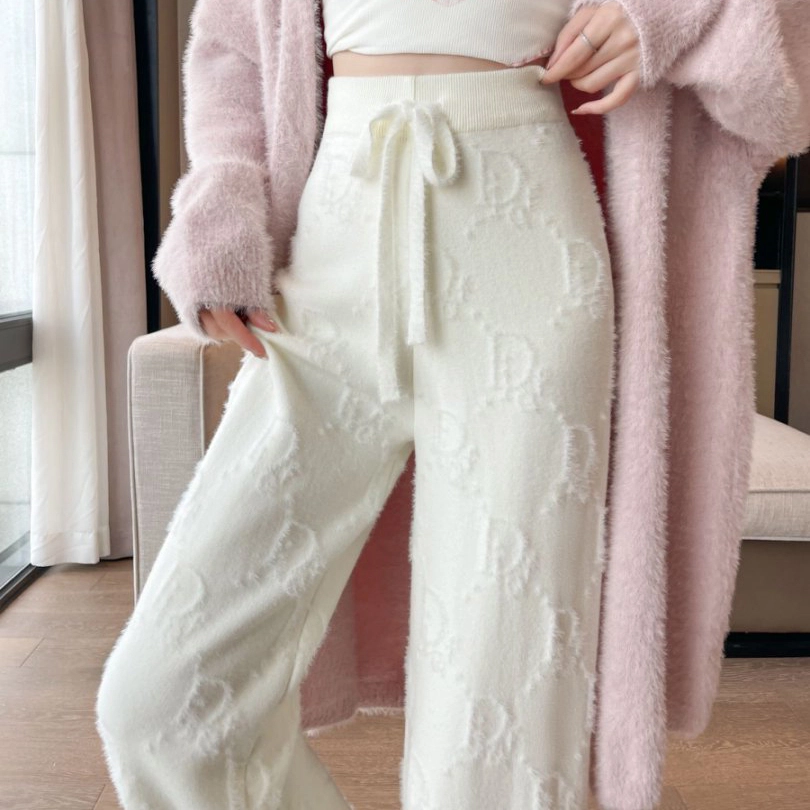 涂诗菲 韩版软糯宽松简约设计感舒适通勤慵懒风时尚气质提花针织休闲裤 女款
