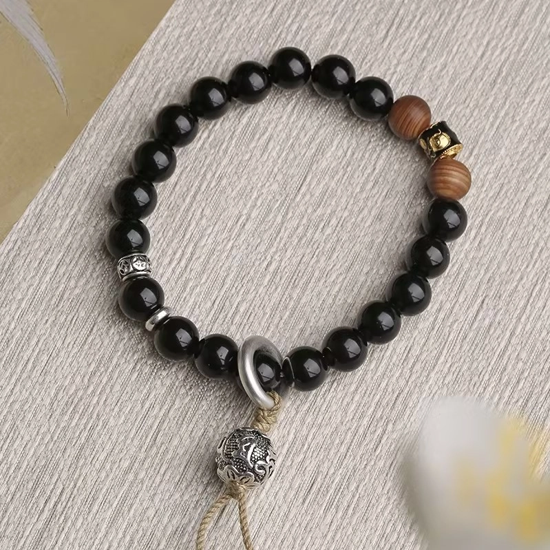 布达拉宫 【诸事顺利】旺事业学业顺利上岸新中式跑环平安守护转运珠好运连连招财#好运 黑曜石 手串 男女同款情侣款