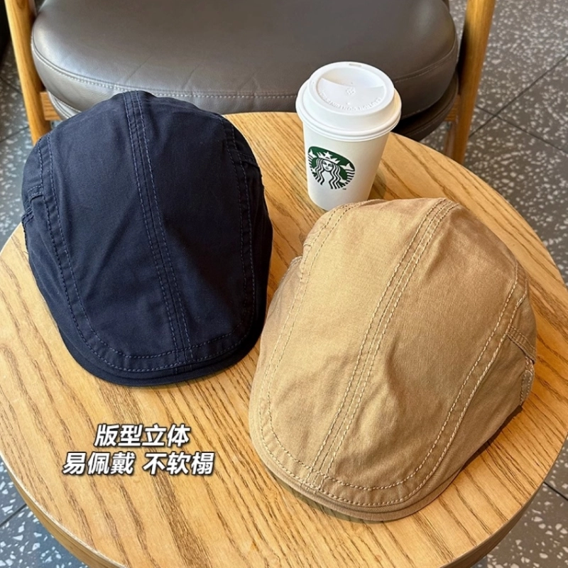 豹了个猫 反戴 日系复古画家 棉 贝雷帽 男女同款情侣款