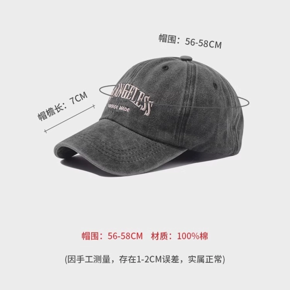 豹了个猫 做旧水洗烟灰色刺绣潮流 棉 鸭舌帽 男女同款情侣款