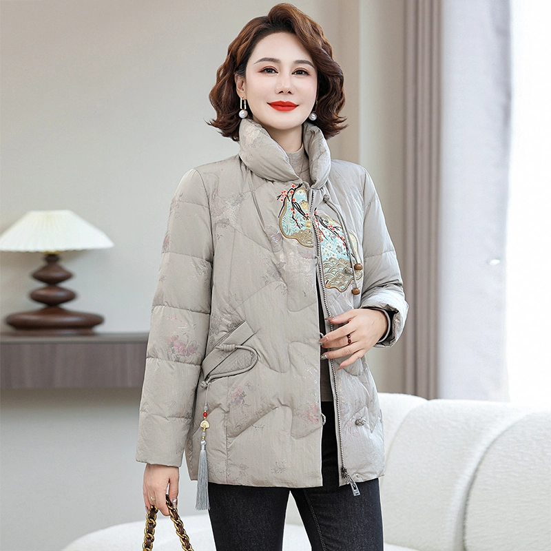 雅鹿 新中式妈妈装国风中老年厚外套羽绒服 女款