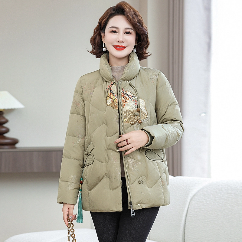 雅鹿 新中式妈妈装国风中老年厚外套羽绒服 女款