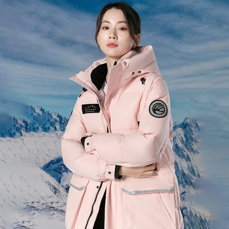 雅鹿 连帽拉链纯色长袖羽绒服 男女同款