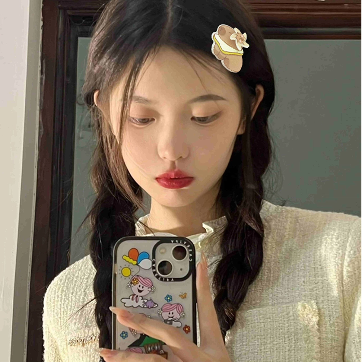 简应舒 卡皮巴拉水豚风扇 亚克力 发夹 男女同款情侣款