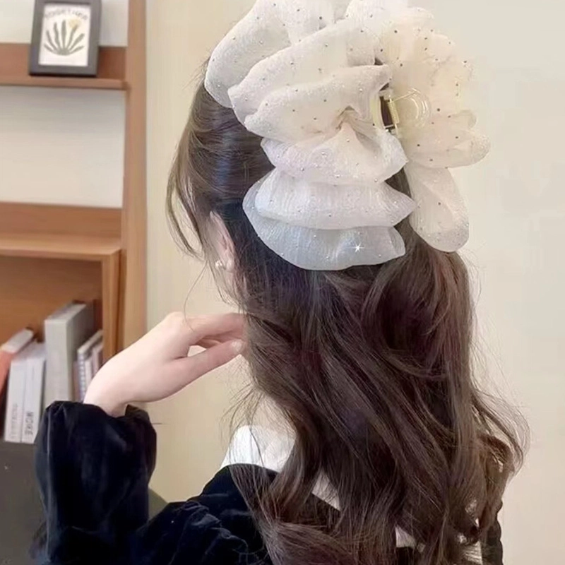 简应舒 泡泡纱后脑勺可爱简约 网纱 发夹 男女同款情侣款